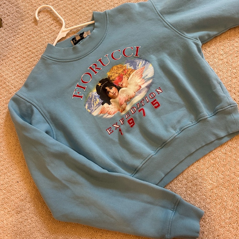 Fiorucci cropped blue crewneck sweatshirt